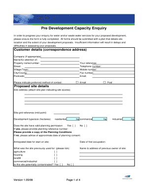 Pre Development Capacity Enquiry Form