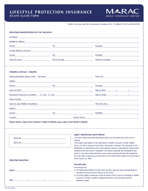 LifeStyle Protection Insurance Death Claim Form