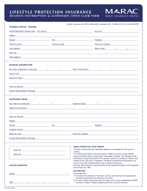 Lifestyle Protection Insurance Claim Form
