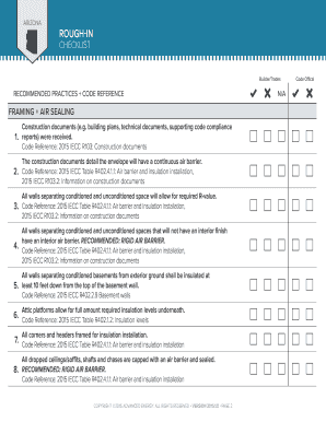 2015 IECC Arizona Rough-In Checklist