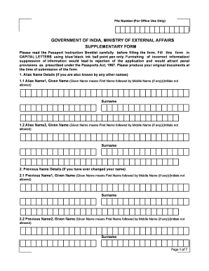 Indian Passport Application Form