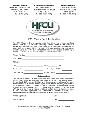 HFCU Check Card Application