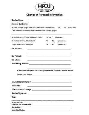 Change of Personal Information Form