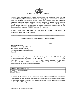 Electronic Transmission Consent Form