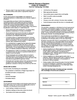 Catholic Diocese of Spokane Code of Conduct Form