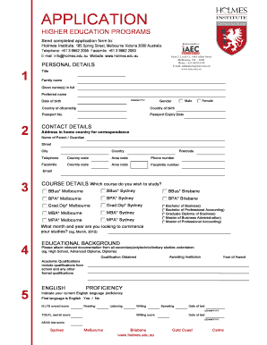 Higher Education Program Application