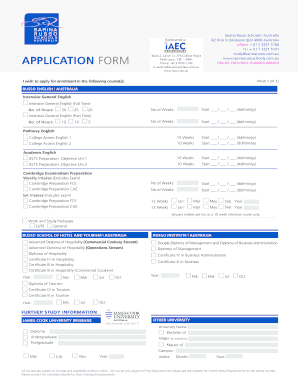 Sarina Russo Schools Application Form
