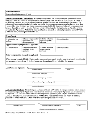 SBA Form 159 Fee Disclosure and Compensation Agreement