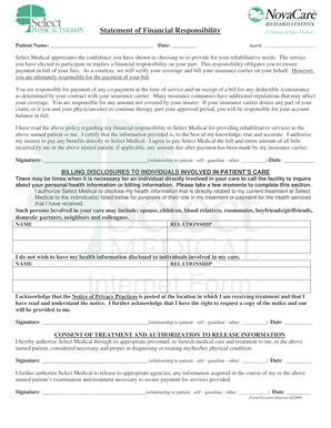 Select Medical Financial Responsibility Form
