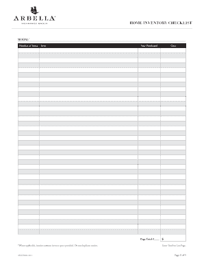 Home Inventory Checklist