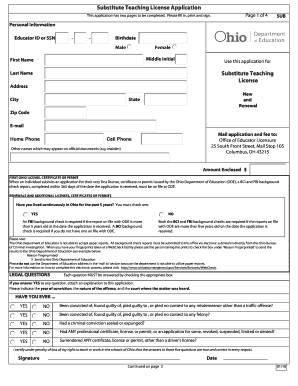 Ohio Substitute Teaching License Application