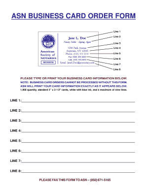 ASN Business Card Order Form