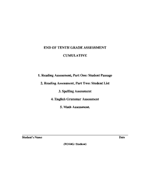 Tenth Grade Assessment