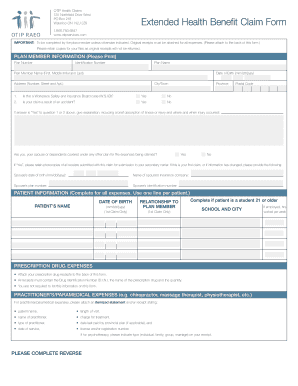 OTIP Extended Health Benefit Claim Form