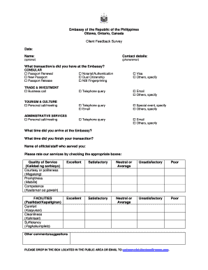 Philippines Embassy Client Feedback Survey