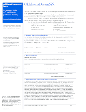 Oklahoma Dream 529 Plan Additional Investment Form