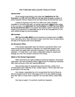 IRS Form 990 Disclosure Regulations