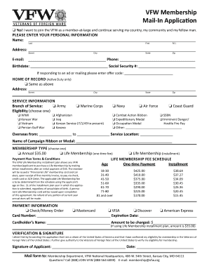 VFW Membership Mail-In Application