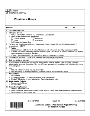 Postpartum Care Orders