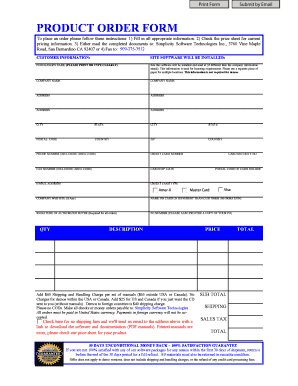 Product Order Form