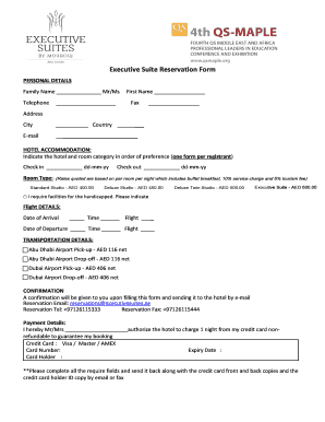 Executive Suite Reservation Form
