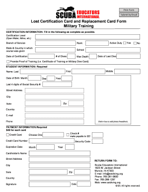 Lost Certification Card Replacement Form