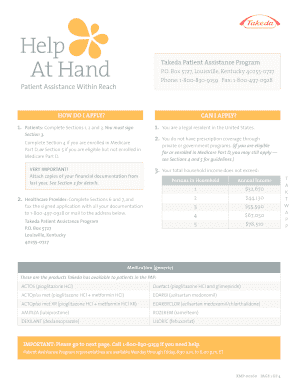 Takeda Patient Assistance Program Application
