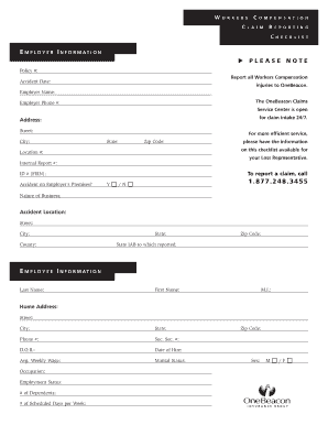 Workers Compensation Claim Reporting Checklist