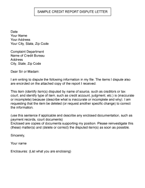 Credit Report Dispute Letter