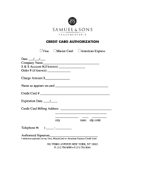 Credit Card Authorization Form
