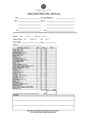Sample Book Order Form