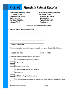 Request for Student Records