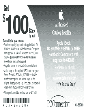 Apple iBook G4 Rebate Form