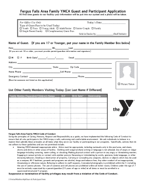 Fergus Falls Area Family YMCA Guest Application