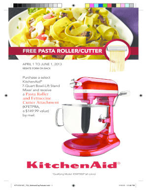 KitchenAid Pasta Roller Rebate Form