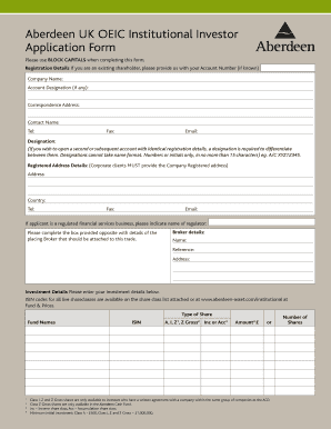 Aberdeen UK OEIC Institutional Investor Application Form