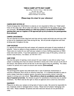 YMCA Camp Letts Day Camp Authorization Form