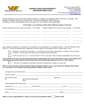 Owner Landlord Property Manager Direction Form