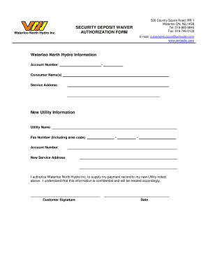 Security Deposit Waiver Authorization Form