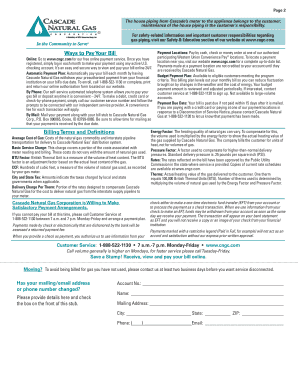 Cascade Natural Gas Bill Payment Instructions