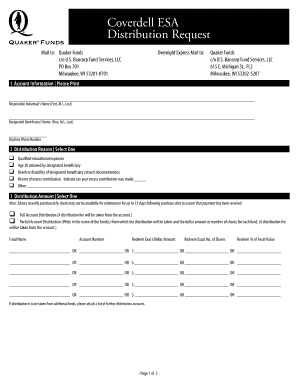 Coverdell ESA Distribution Request