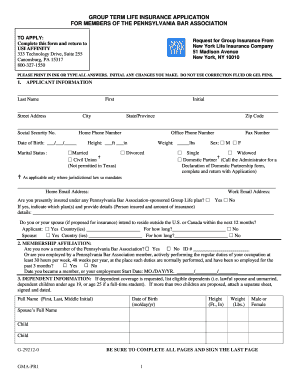 Group Term Life Insurance Application
