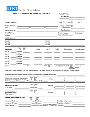 Insurance Coverage Application Form