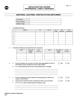 Application for Lawyers Professional Liability Insurance