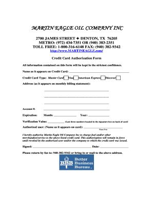 Credit Card Authorization Form
