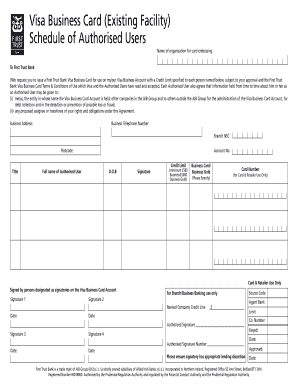 Visa Business Card Existing Facility Schedule of Authorised - business firsttrustbank co