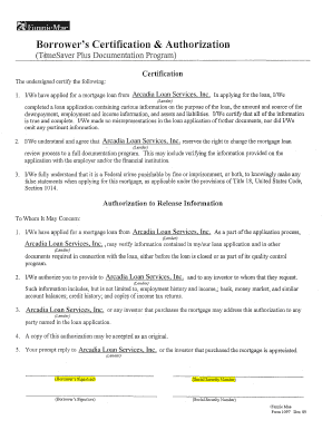 Borrower's Certification & Authorization