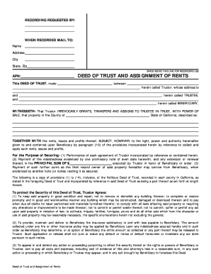 California Deed of Trust and Assignment of Rents
