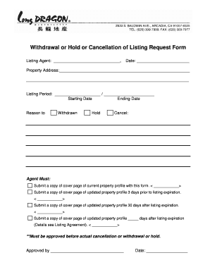 Real Estate Listing Withdrawal or Cancellation Request Form