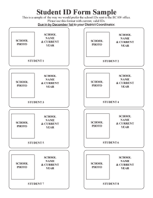 Student ID Form Sample